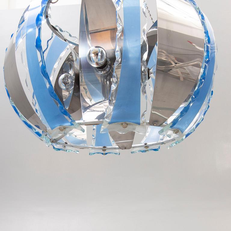 An Italien chrome and plastic 1950/60s ceiling pendant.