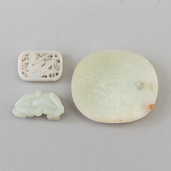 Three pieces of Chinese carved nephrite, 20th Century.