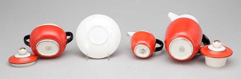 KAFFE/TESERVIS, 22 delar, porslin, bla "Karneval", Gefle/Uppsala Ekeby, 1900-tal.