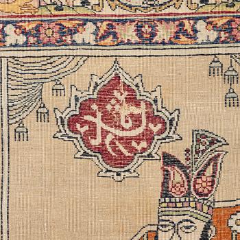 An antique Kerman Laver rug, South Persia, signed c.206 x 133 cm.