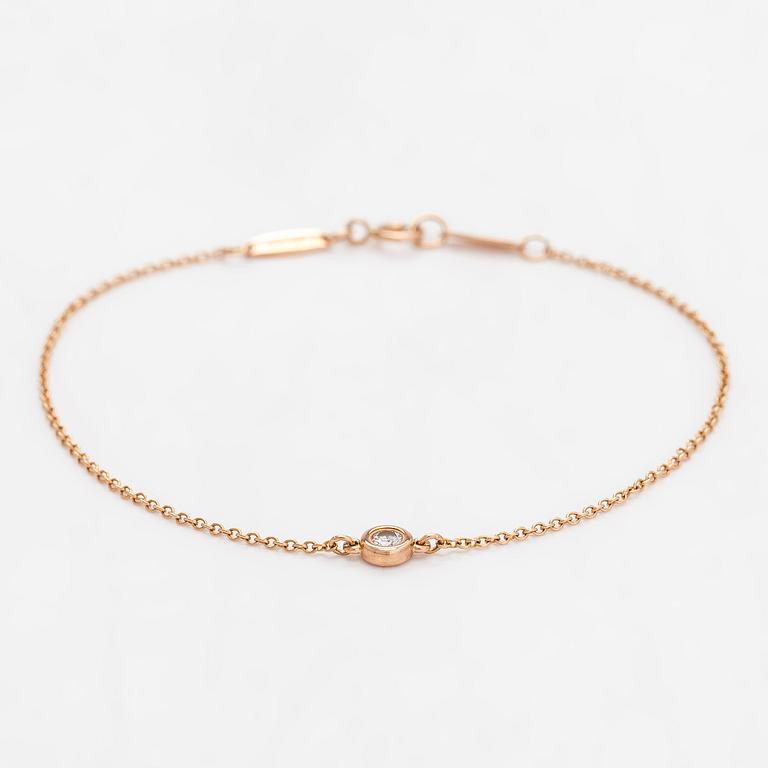 Tiffany & Co, Elsa Peretti, an 18K rose gold 'Diamonds by the Yard' bracelet with a diamond ca 0.05 ct.