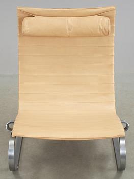 A Poul Kjaerholm 'PK-20' steel and leather easy chair, Fritz Hansen, Denmark 1987.