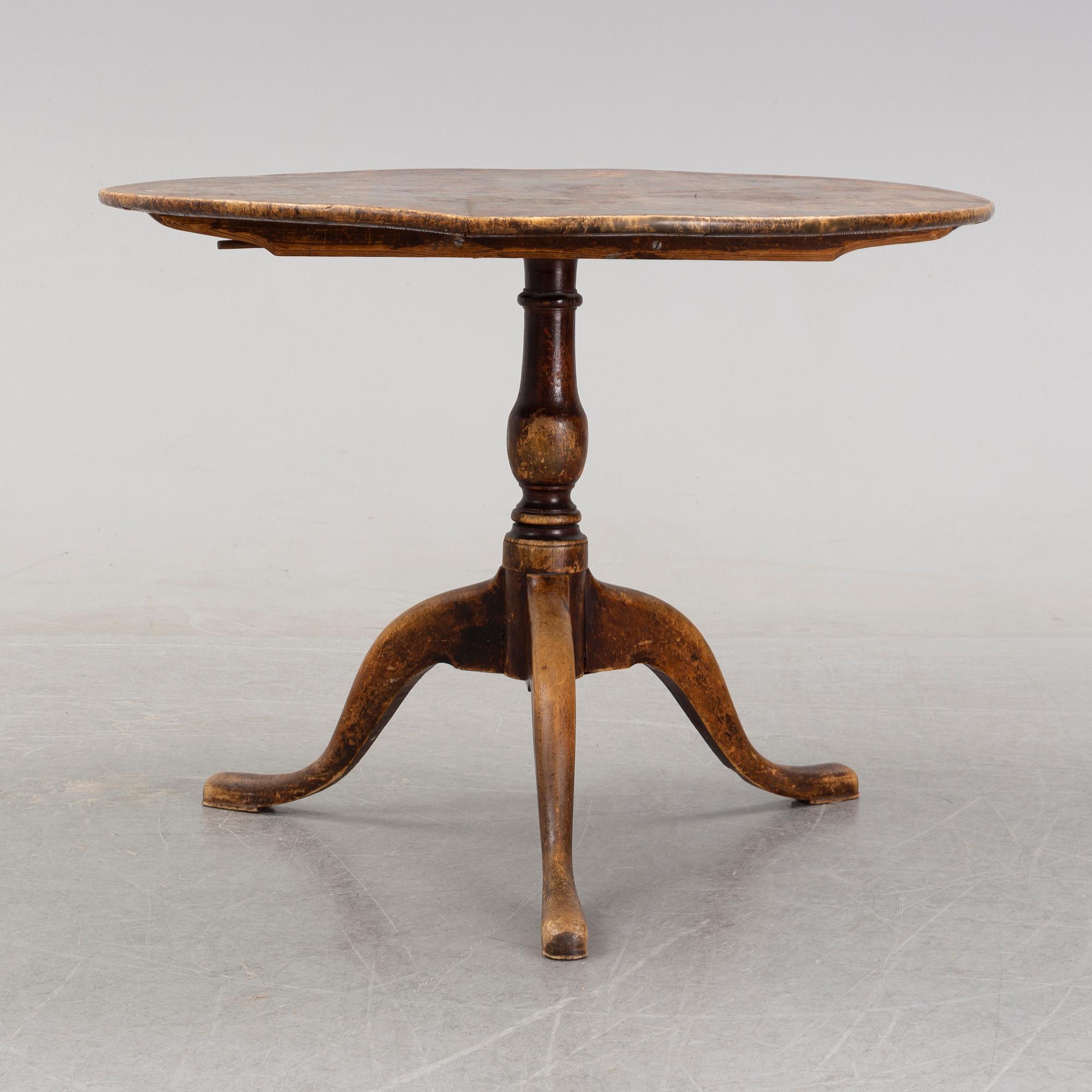 An alder and birch tilt-top table by Jacob Sjölin (Master 1767-1785).