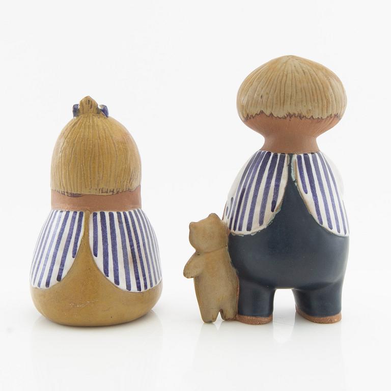 Lisa Larson, figuriner 2 st ur "Larsons ungar" Gustavsberg glaserat stengods.