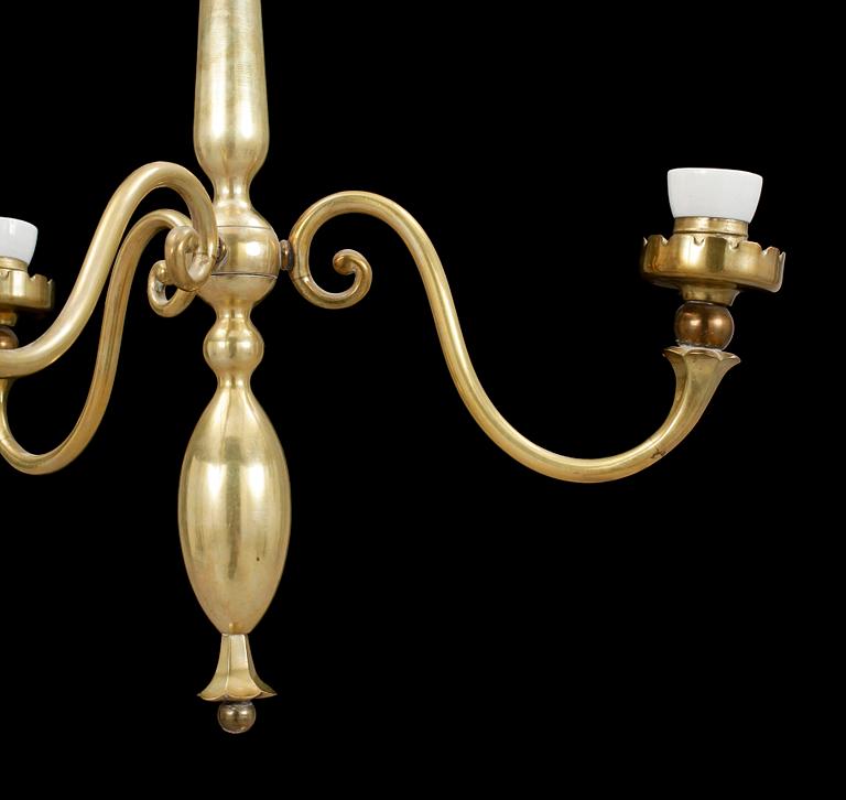 TAKLAMPA, mässing, 1930/40-tal. Höjd 79cm.