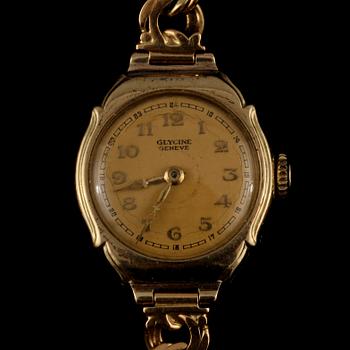 DAMARMBANDSUR, 18k guld, Glycine, Geneve, 1930-tal. Vikt 20 g.