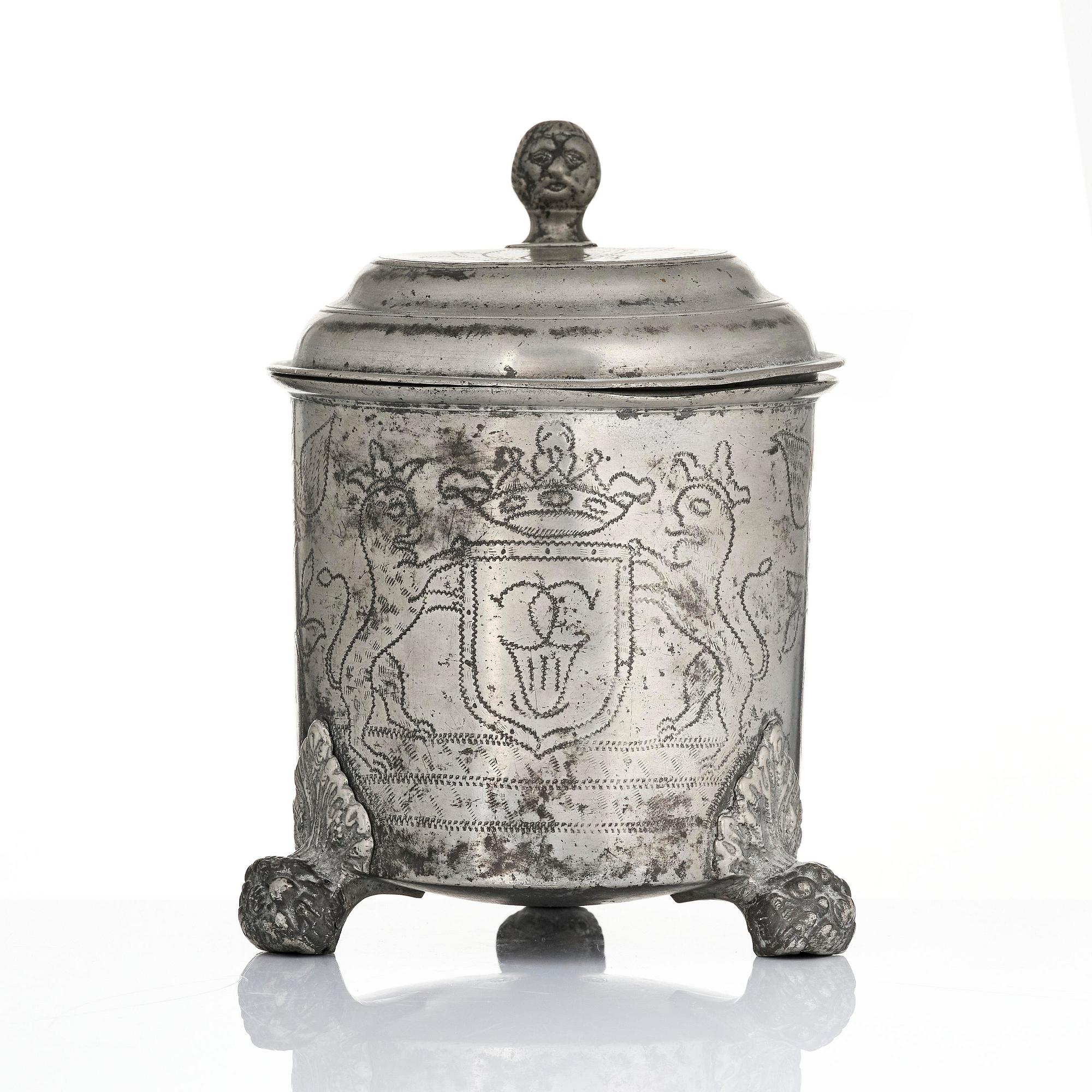 A pewter tankard by G. Östling, Vimmerby 1777.