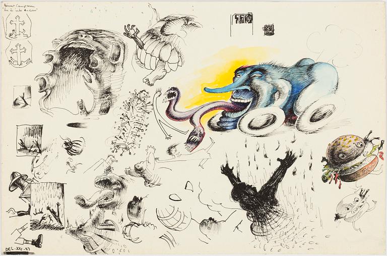 ULF RAHMBERG, Mixed media, signed with monogram verso.