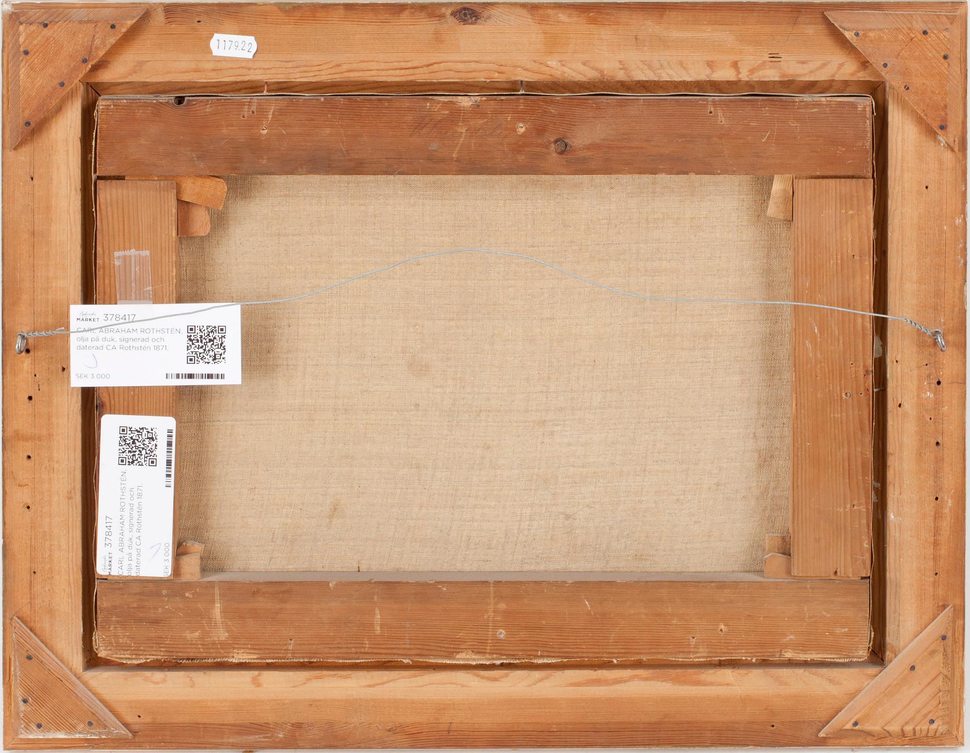 CARL ABRAHAM ROTHSTÉN, olja på duk, signerad och daterad CA Rothstén 1871.