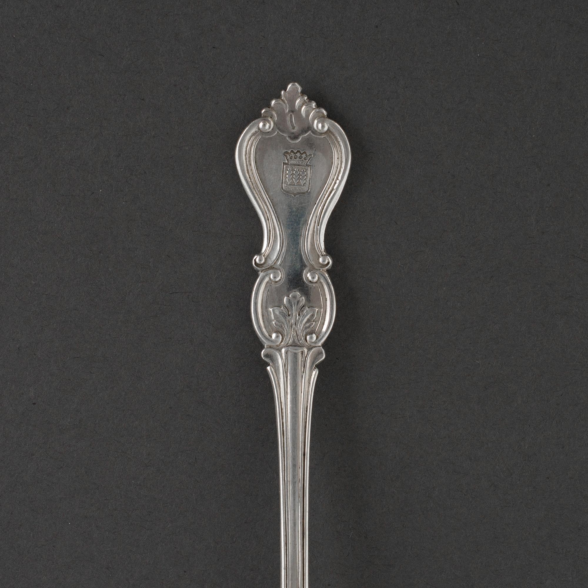 A set of 59 pieces Swedish silver flatware model "Olga", by CG Hallberg, Stockholm, early 20th century.