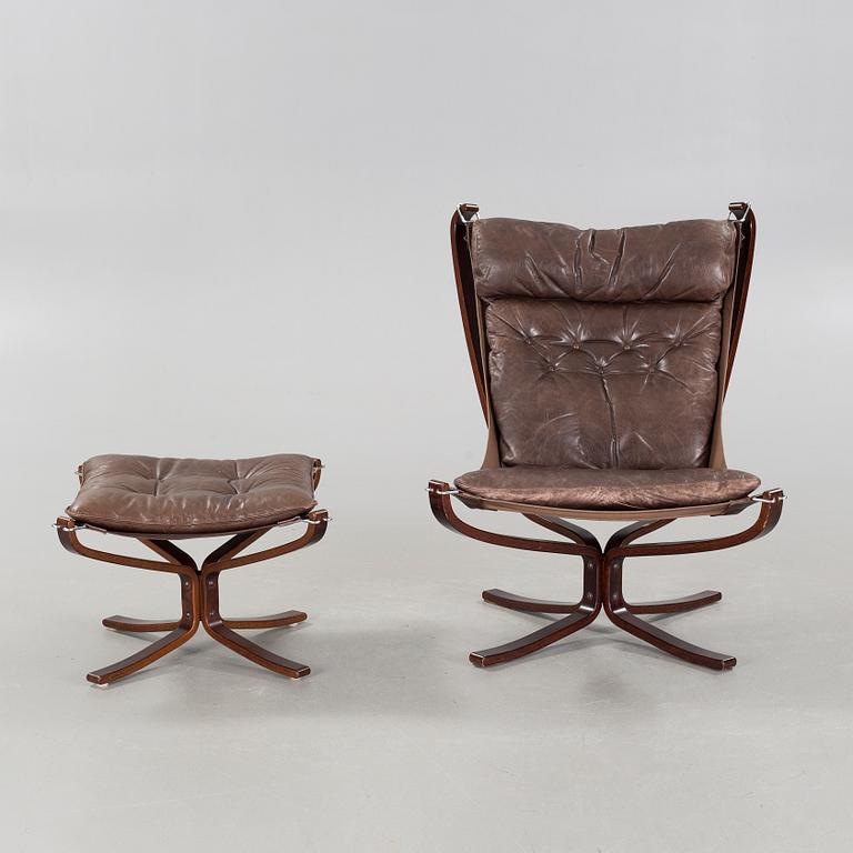 A "Falcon" armchair and foot stool by Sigurd Ressel for Vatne Möbler, Norway,