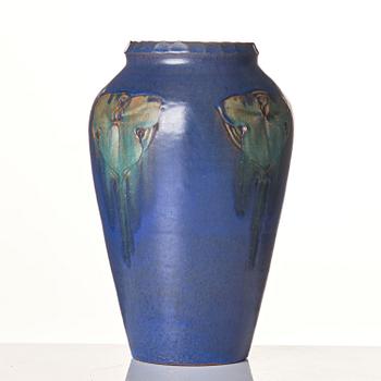 Hilma Persson-Hjelm, a glazed earthenware art nouveau vase, executed in her studio, Arvika 1918. No 6124.
