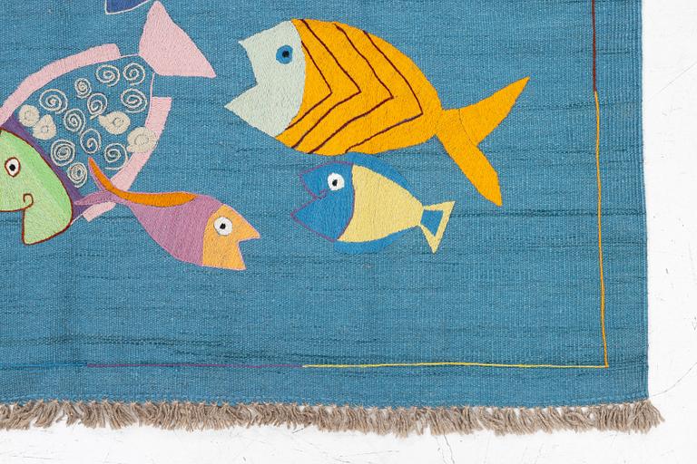 A hand-embroidered kilim rug, c. 178 x 121 cm.