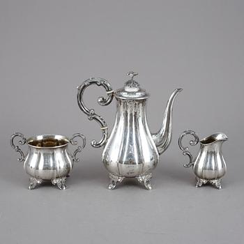 SERVIS, 3 delar, silver, Lundström. Otydliga stämplar. 1922. Vikt ca 1155 gram.
