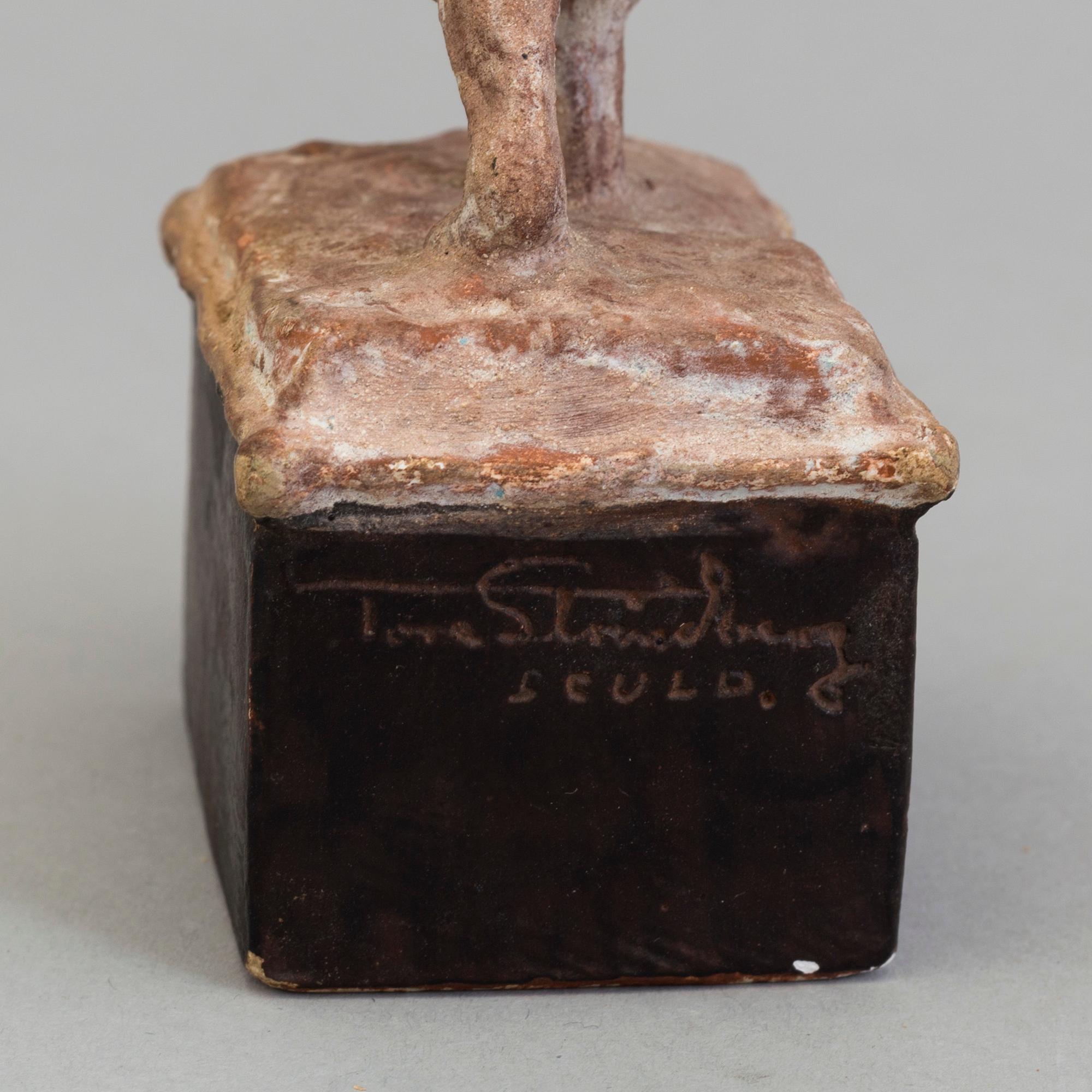 TORE STRINDBERG, sculpture, terracotta, signed.