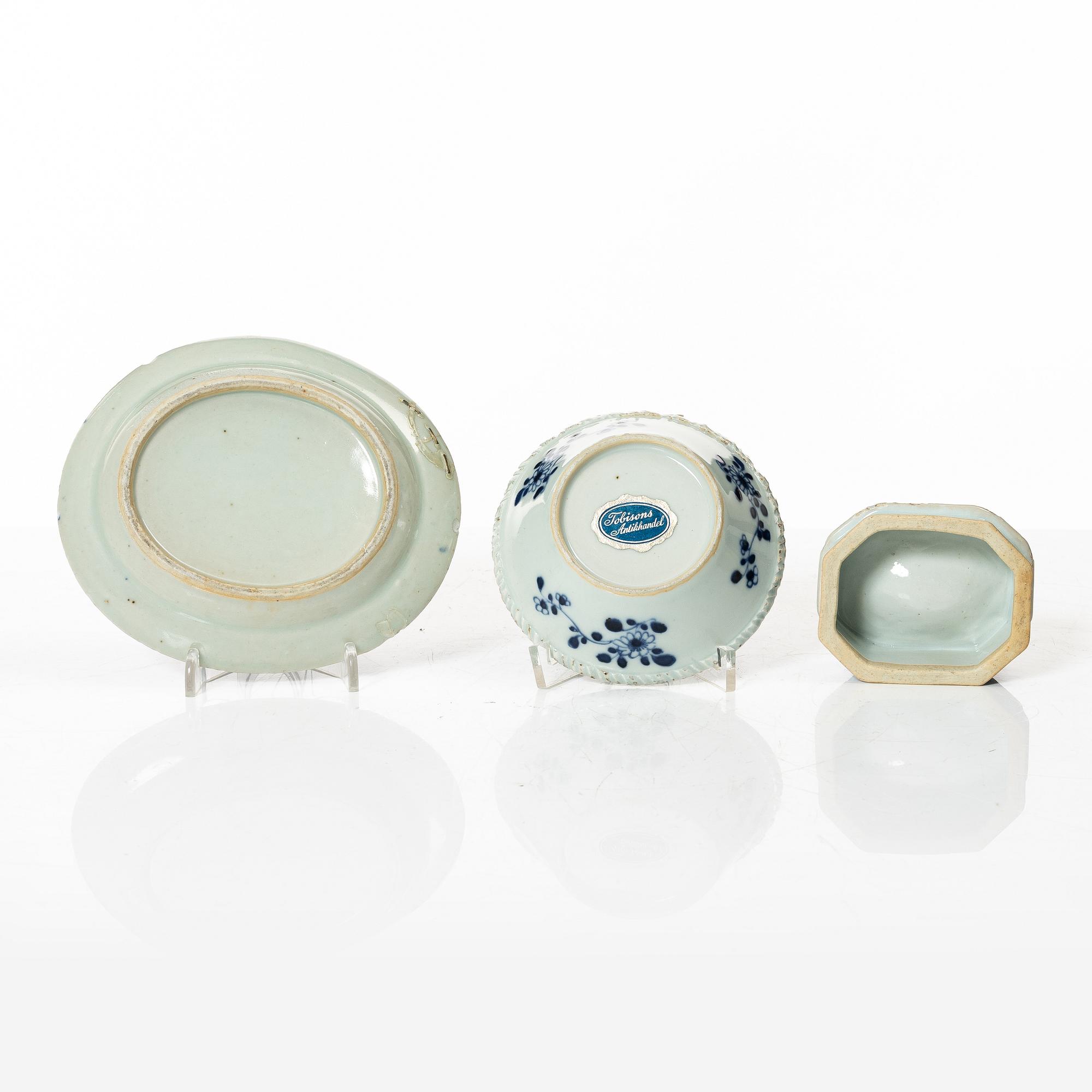 Parti kompaniporslin, 8 delar, Qingdynastin, Kina, 1700/1800-tal.