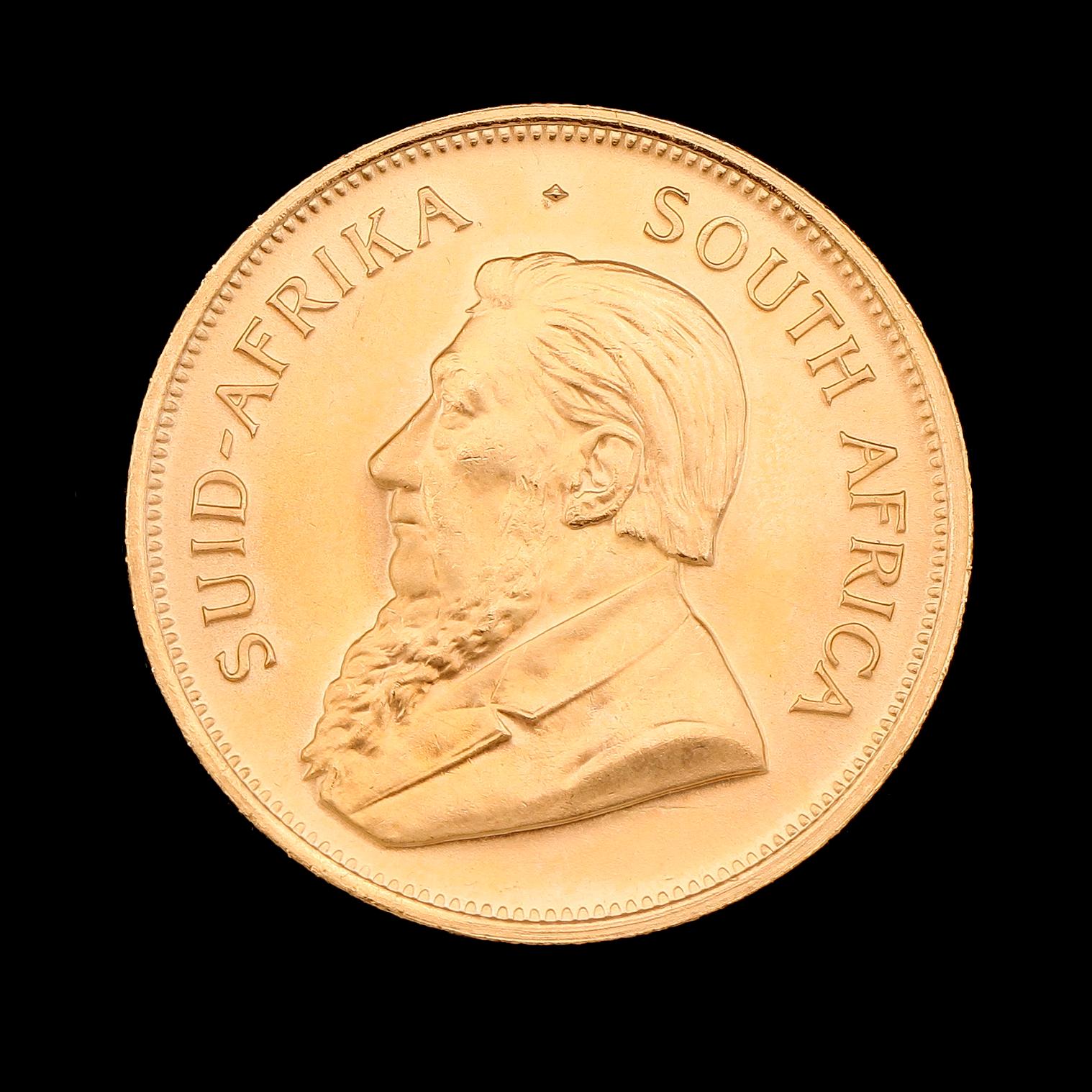GULDMYNT, finguld, Krugerrand, Sydafrika, 1981. Vikt ca 34 g.
