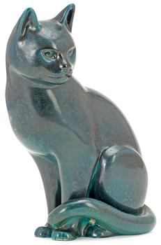 A Gunnar Nylund stoneware figure of a cat, Rörstrand.