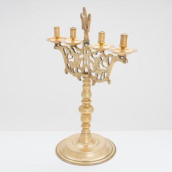Kandelaber, mässing, Judaica, Polen.