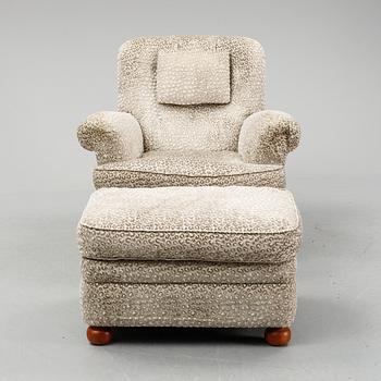 Josef Frank, a model 336 easy chair with ottoman, Svenskt Tenn.