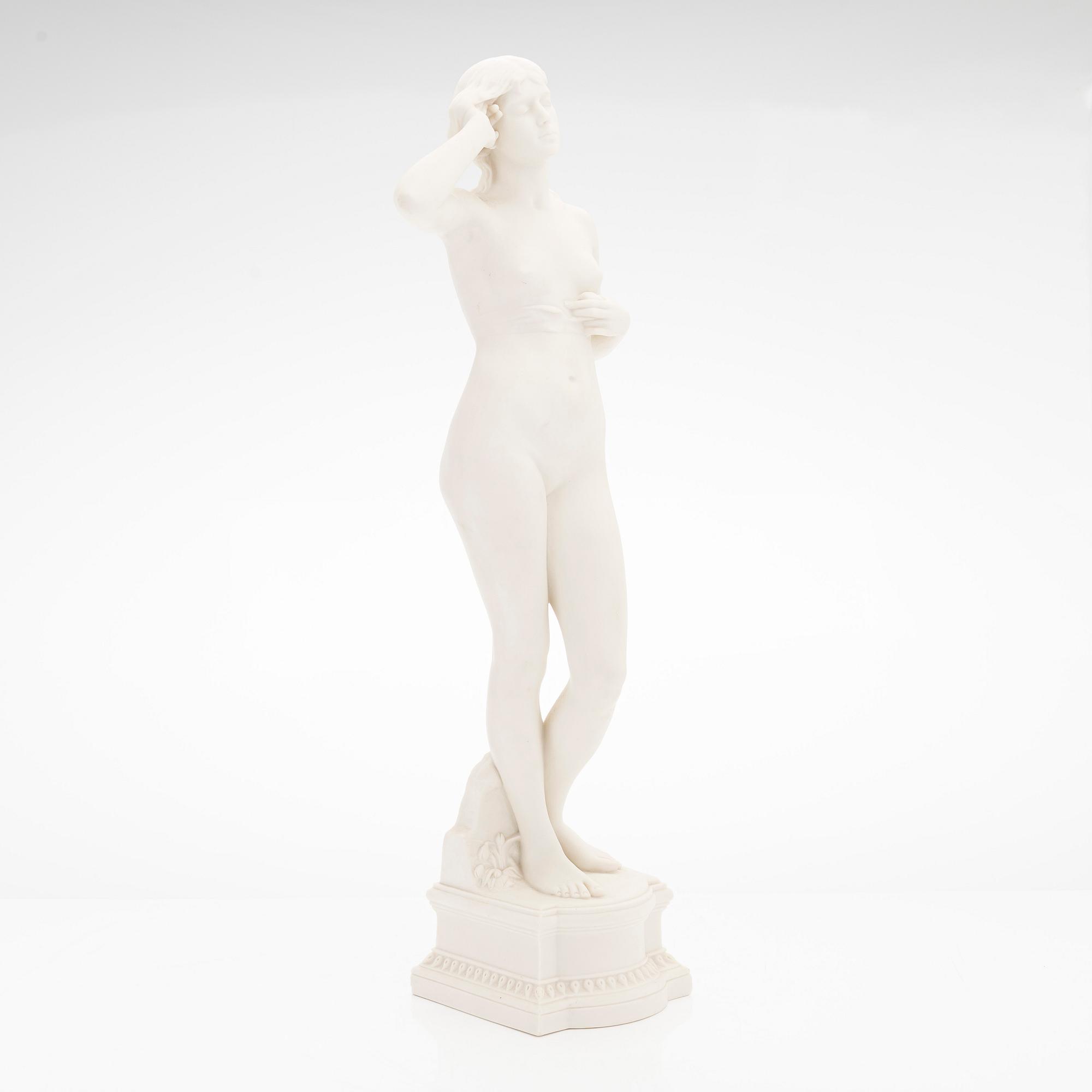Per Hasselberg, efter, skulptur, "Snöklockan", Gustavsberg 1904.