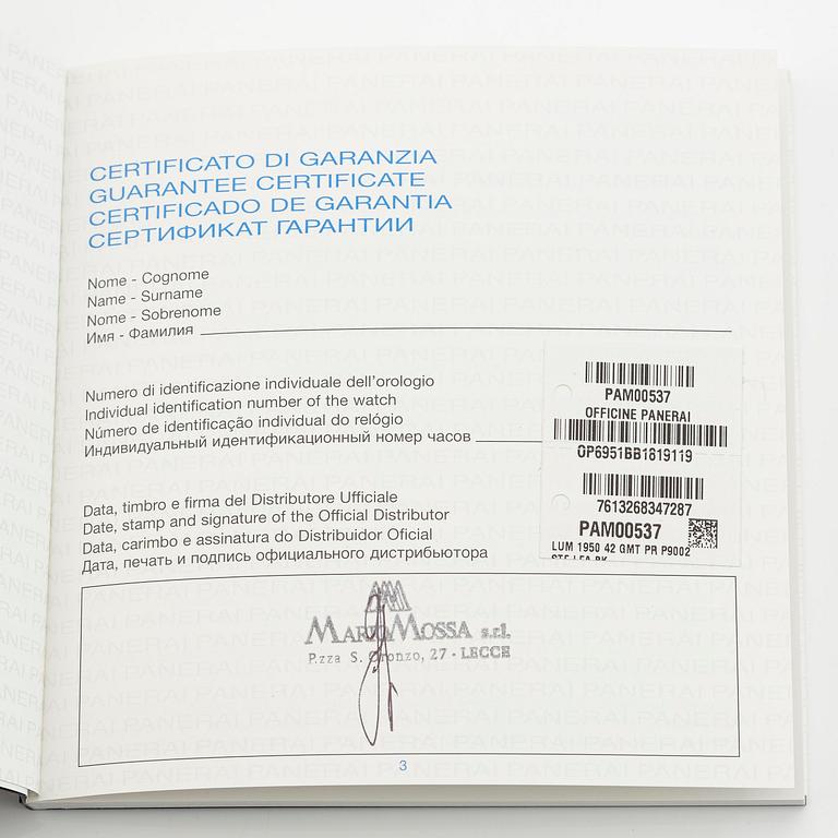 Panerai, Luminor, 1950, 3 Days GMT, ca 2016.