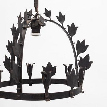 A wrought iron chandelier, first half of the 20th century.