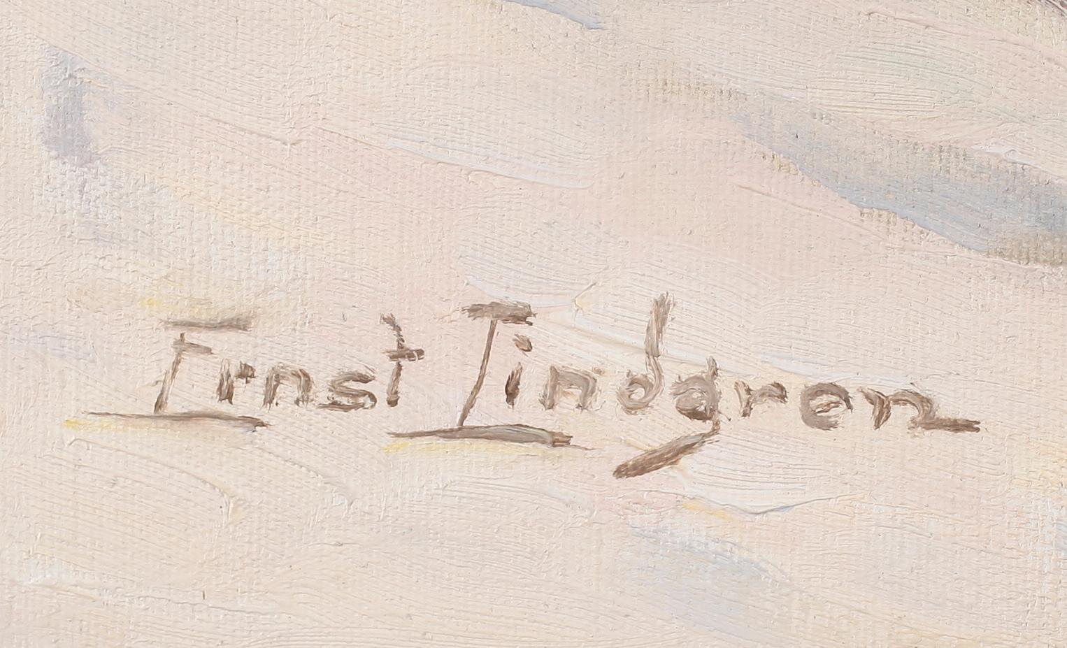 ERNST LINDGREN, olja på pannå, signerad.