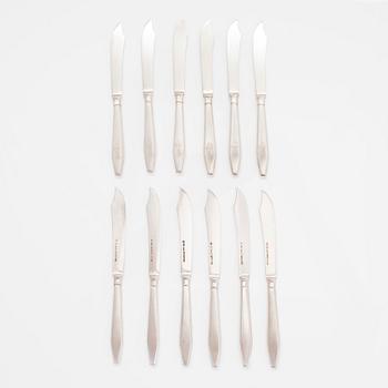 Ville (Wilhelm) Porthan, a set of twelve silver fruit knives, Viborg 1915.