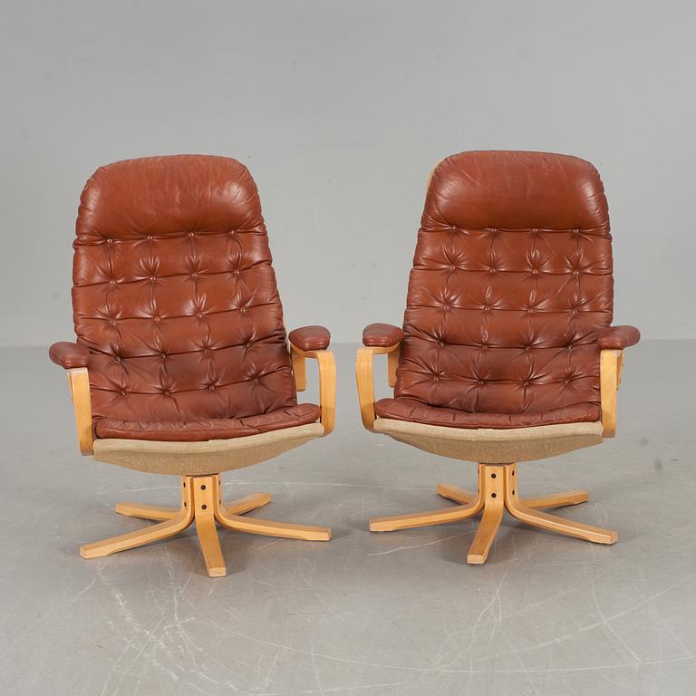 FÅTÖLJER, ett par "Mona Roto", Sam Larsson, Dux, 1970-tal.