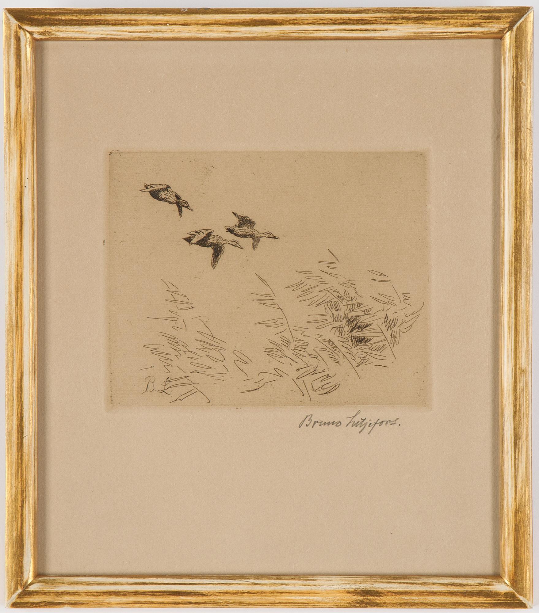 Bruno Liljefors, etching, signerad.