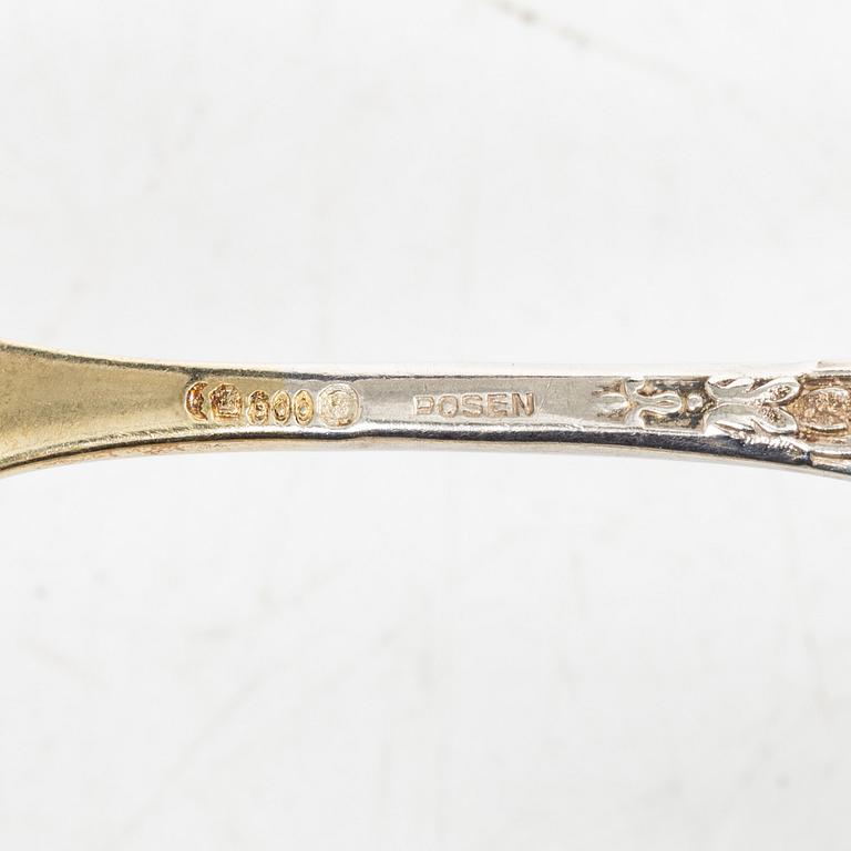 Six silver lobster forks, Germany,