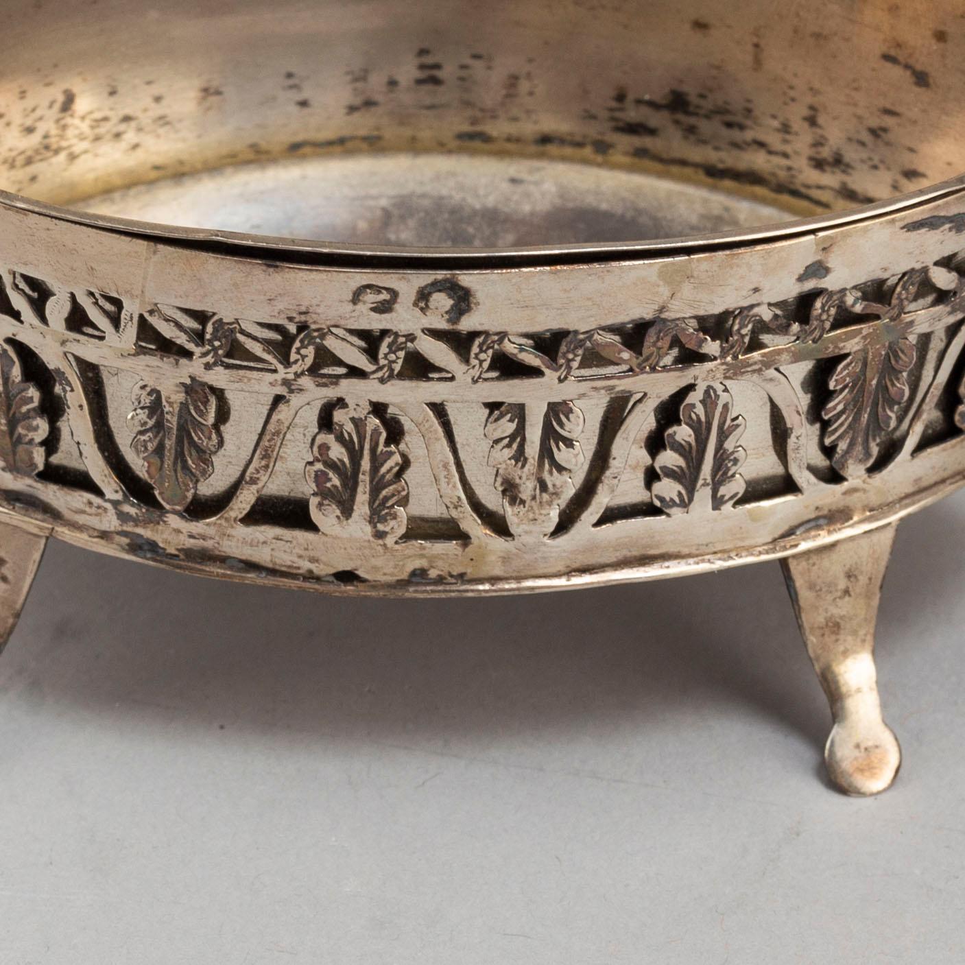 Six silver salt cellars, 19th century.