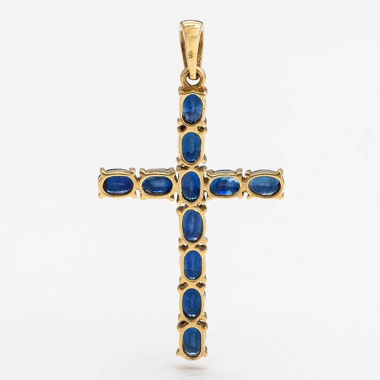 Kors, 18K guld och safirer och diamanter ca 0.035 ct tot.