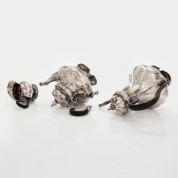 Ivan Gubkin, Kaffe- och teservis, 4 delar, silver, Moskva 1847-48.