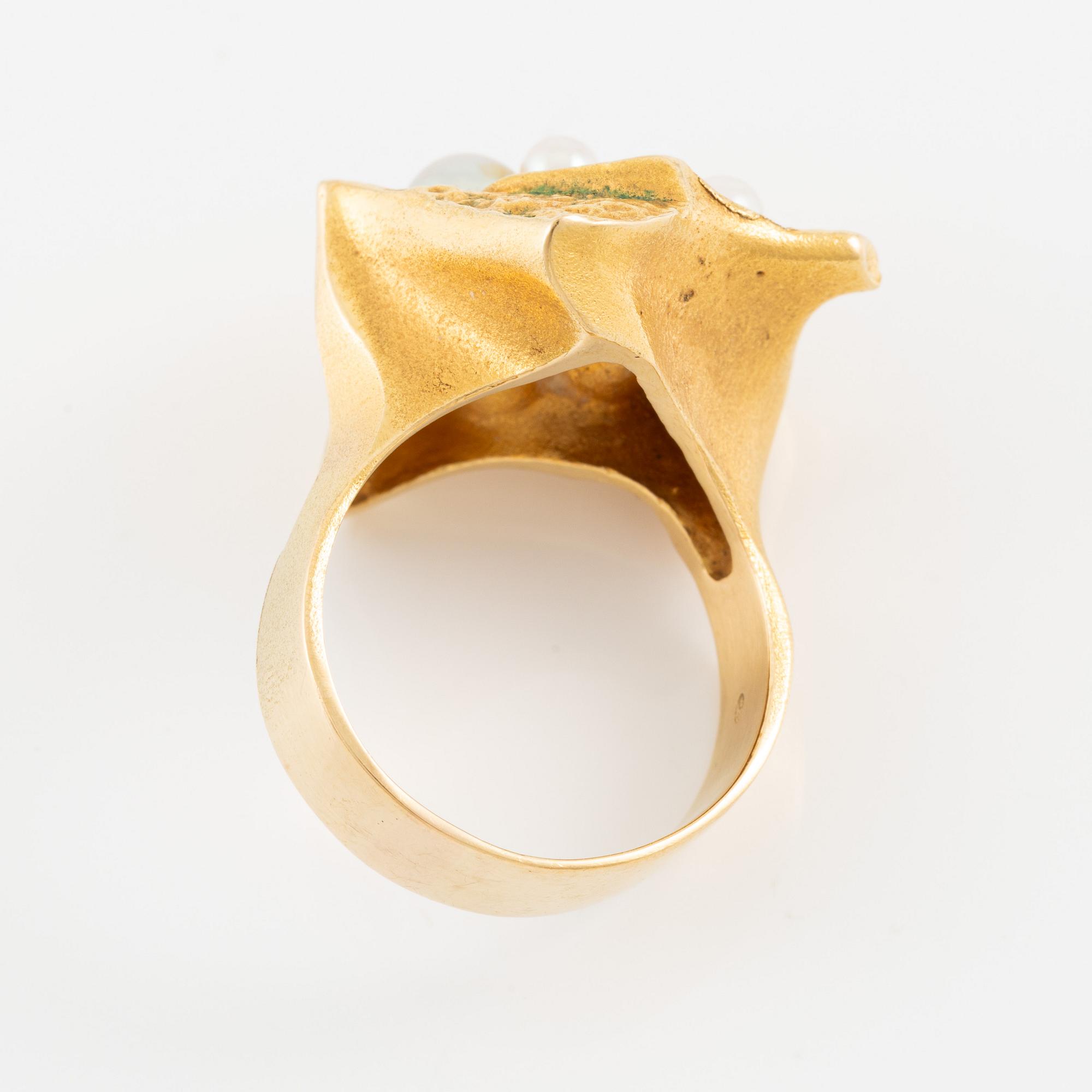 Björn Weckström, ring, 18K guld med pärlor, Lapponia.