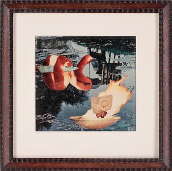 GEORGES HUGNET, blandteknik/collage, monogramsignerad och daterad 1961.