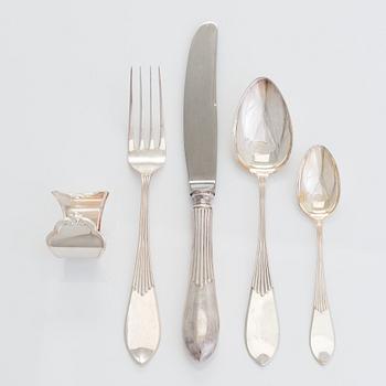 Cutlery set for 6 persons, 30 pieces, silver, "Empire" and "Chippendale", Finnish hallmarks, 1986-1994.