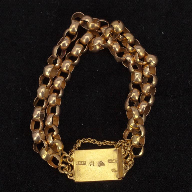 ARMBAND, guld 20K, Haparanda 1854. Vikt ca 14,5 gr.