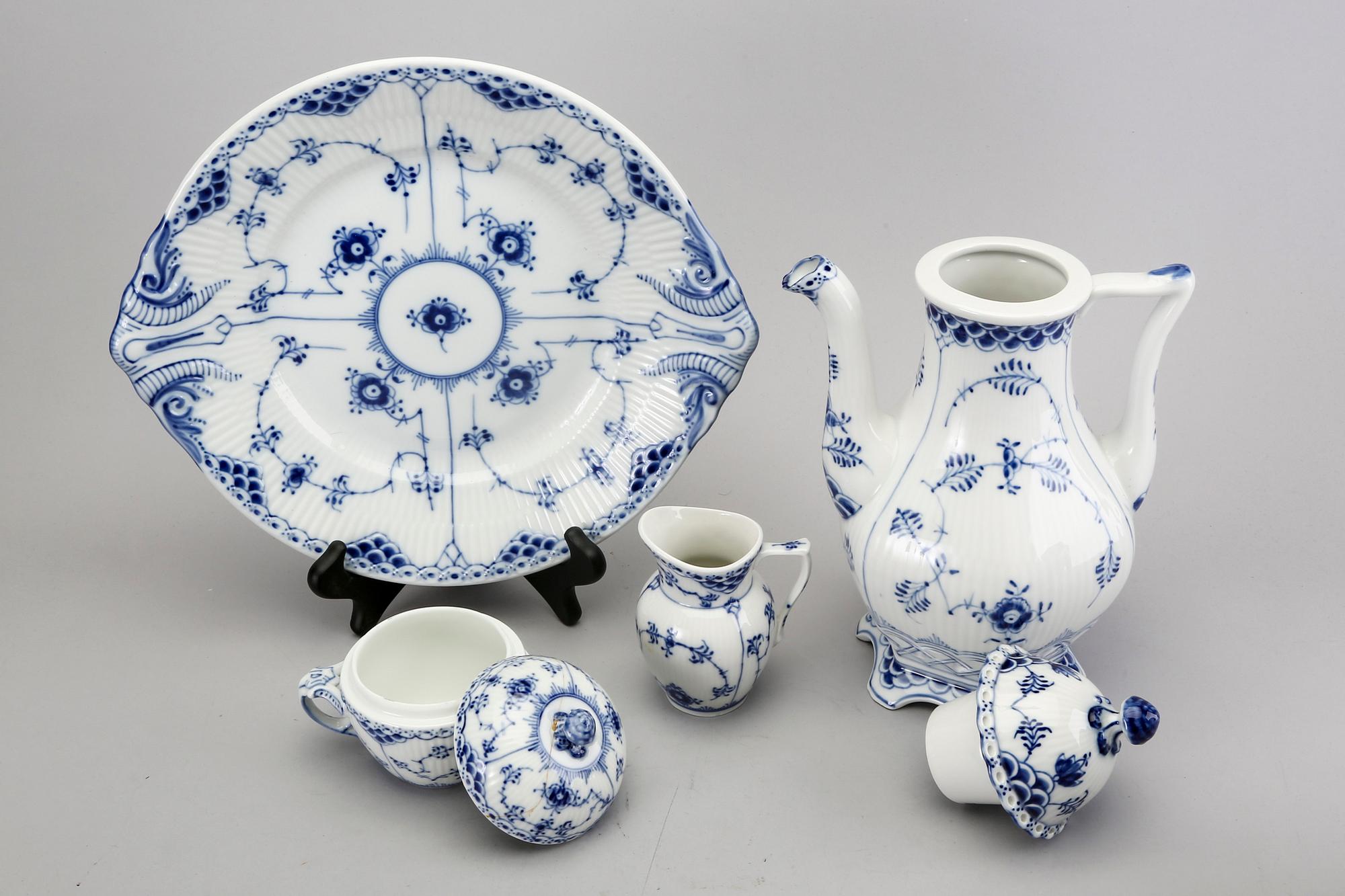 Tableware Blue fluted halvblonde Royal Copenhagen Denmark second half of the 20th century porcelain.