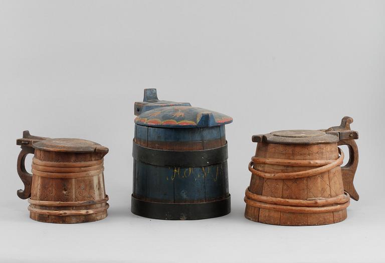 STÅNKOR, 3 st, allmoge, sannolikt 1800-tal.