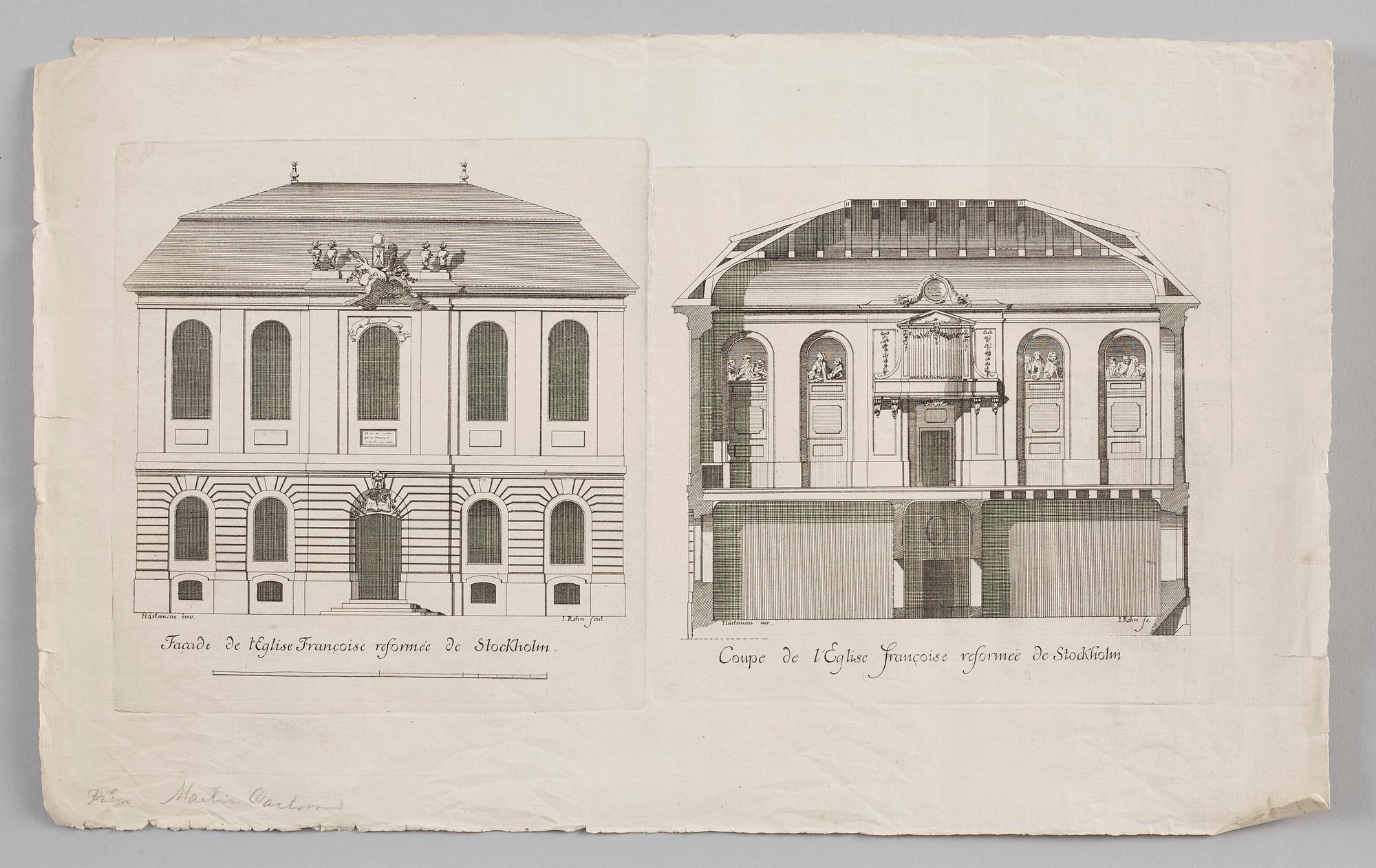 JEAN ERIC REHN, 4 gravyrer, efter Carl Hårleman, 1700-talets andra hälft.
