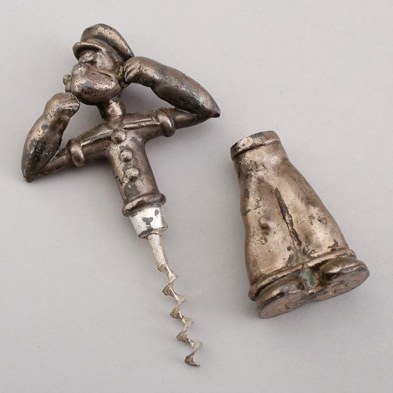 KORKSKRUV, vitmetall, Bulls, 1900-talets första hälft.