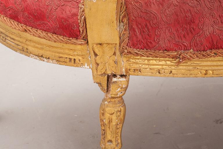 SALONGSGRUPP, 5 delar, gustaviansk stil, 1800/1900-tal.