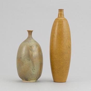 A set five stoneware vases and two bowls, including Tomas Anagrius and Atte Holm, Höganäs.