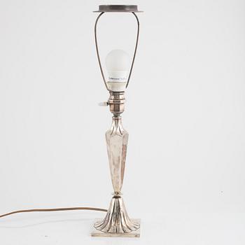 A silver table lamp, 1920's.