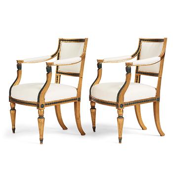 58. A pair of late Gustavian armchairs.