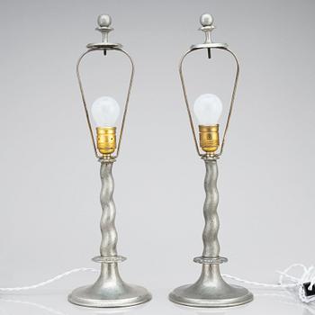 Harald Notini, bordslampor 1 par, modell "6891", Arvid Böhlmarks Lampfabrik, 1920-tal.