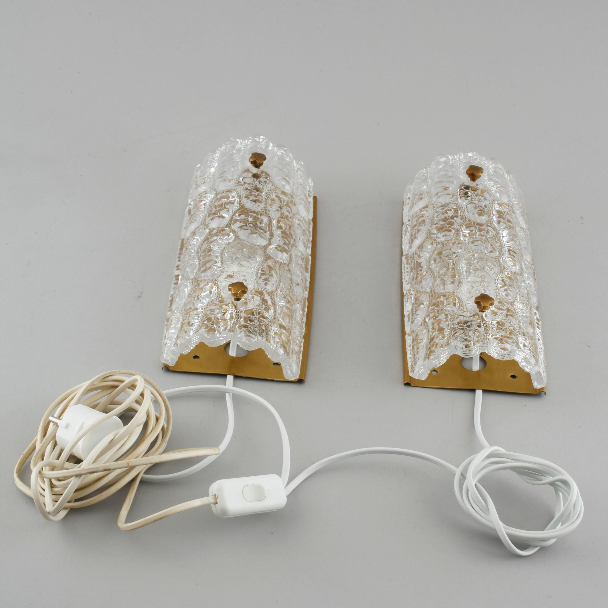 A pair of wall lamps by Carl Fagerlund for Orrefors, second half of the 20th century.