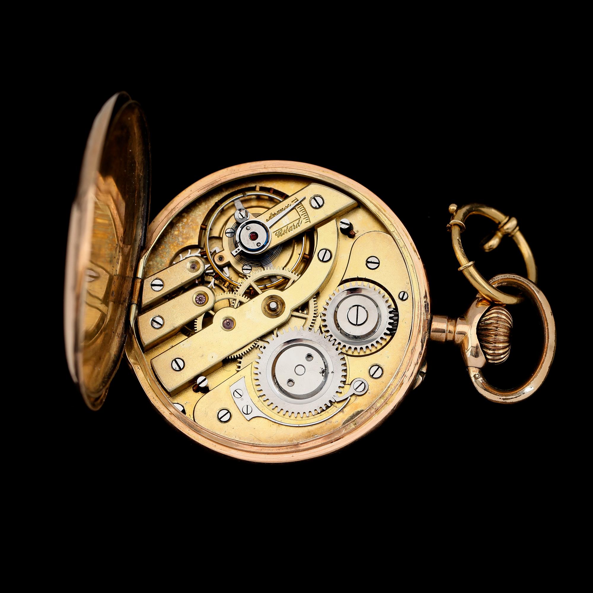FICKUR, 14K guld, 1900-talets första hälft. Total vikt med urverk ca 80 gram.